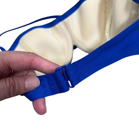 J. Crew Bandeau 2 Piece Bikini Swimsuit Size Small 32 B High Waist Ruched Blue - Picture 7 of 16